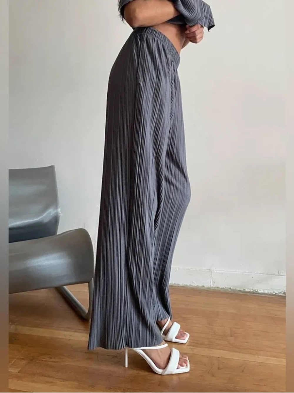 OAK + FORT Black Pleated Wide-Leg Trousers